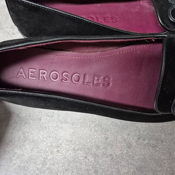 8 Aerosoles Doran Black Suede Pointy Toe Flats - Picture 7 of 8
